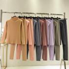 Set: Mock-turtleneck Long-sleeve Top + Skinny Pants