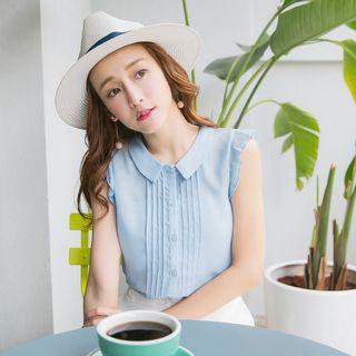 Sleeveless Pintuck Chiffon Blouse