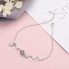 925 Sterling Silver Faux Pearl Moonstone Moon & Star Bracelet Brs159 - One Size