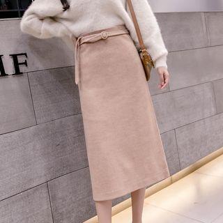 Tie Waist Plain Skirt