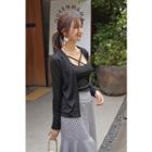 Set: Open-front Cardigan + Cross-strap Top