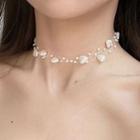 Heart Acrylic Fishing Line Choker White - One Size