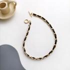 Faux Leather Alloy Choker 1 Pc - Gold - One Size