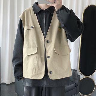 Mock Two-piece Single-breasted Cargo Jacket