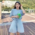 Linen Blend T-shirt & Shorts Set