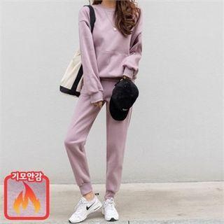 Set: Brushed Fleece Lined Sweatshirt + Sweatpants