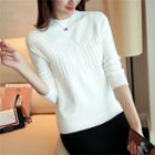 Cable-knit Long-sleeve Plain Knit Top