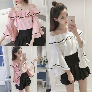 Off-shoulder Ruffle Trim Top