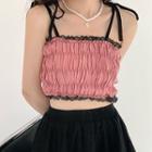 Ruffle Trim Camisole Top Pink - One Size