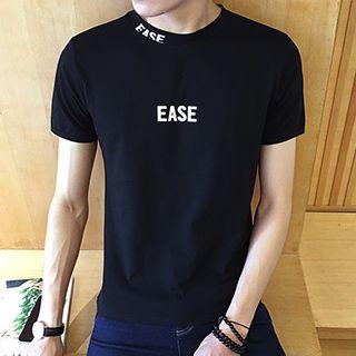 Lettering Mock Neck Short-sleeve T-shirt