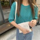 Short-sleeve Cable-knit Open-back Knit Top