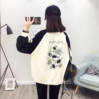 Embroidery Zip Raglan Knit Jacket