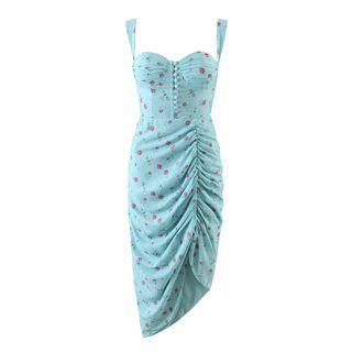 Sleeveless Floral Asymmetrical Corset Dress