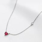 Heart Rhinestone Pendant Sterling Silver Necklace Silver & Red - One Size