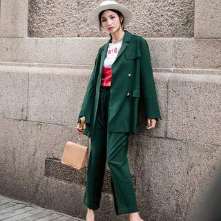 Set : Plain Blazer + Wide Leg Pants
