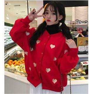Heart Embroidered Buttoned Jacket