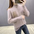 Fluffy-lined Mock-neck Sweater