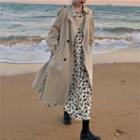 Double-breasted Midi Trench Coat / Long-sleeve Floral Print A-line Dress