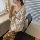 Color Block Sweater / Dotted Strappy Midi Dress