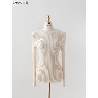 Plus Size Crew-neck Rib-knit Top