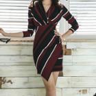 Long-sleeve Striped Mini Sheath Dress