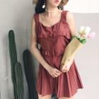 Set: Ruffle Trim Tank Top + Pleated Skort