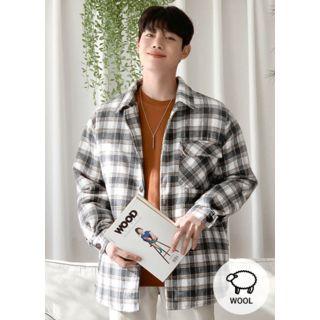 Wool Blend Oversized Plaid Jacket