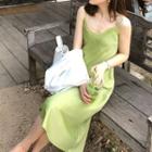 Spaghetti Strap Midi Lace Trim Dress