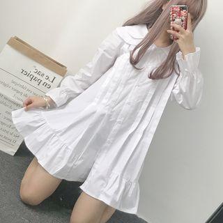Layered Collar Pintuck Shirtdress