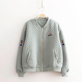 Embroidered Quilted Zip Jacket