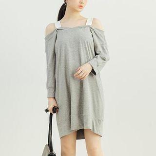 Long-sleeve Off Shoulder T-shirt Dress