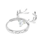 Couple Matching Antler Ring S925 Silver - Deer - One Size