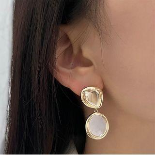 Shell Alloy Dangle Earring 1 Pair - Gold & White - One Size