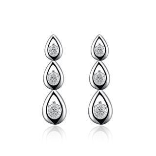 Simple And Elegant Water Drop-shaped Earrings With White Cubic Zircon Silver - One Size
