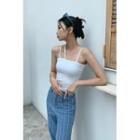 Plain Strappy Ribbed Crop Top