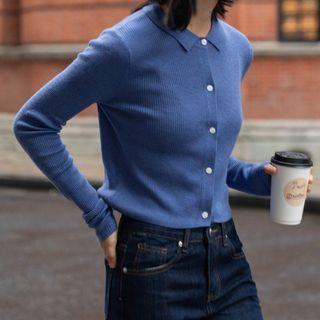 Plain Lapel Long-sleeve Knit Cardigan