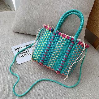 Straw Crossbody Bag Green - One Size