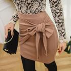 Tie-waist Asymmetric-hem Miniskirt