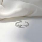 Heart Rhinestone Open Ring Silver - Size No. 12
