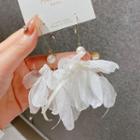 Faux Pearl Chiffon Fringed Earring 1 Pair - White - One Size