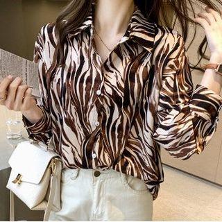 Long-sleeve Leopard Loose Fit Shirt