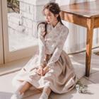 Modern Hanbok Sleeveless Dress In Beige One Size