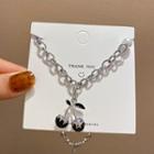 Cherry Pendant Alloy Necklace X801 - 1pc - Silver & Black - One Size
