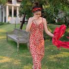 Flower Print Spaghetti Strap Midi Shift Dress / Cardigan