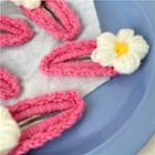Flower Knit Hair Clip Peach Pink - One Size