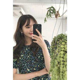 Short-sleeve Patterned A-line Minidress