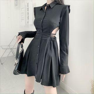 Cut-out Mini A-line Shirtdress