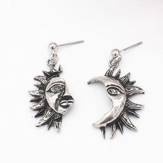Asymmetrical Sun Drop Earring 1 Pair - Silver - One Size