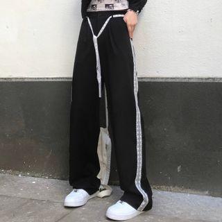 High-waist Lace Trim Wide-leg Pants