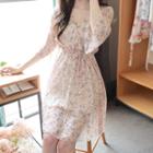 Tie-waist Flared Floral Midi Dress